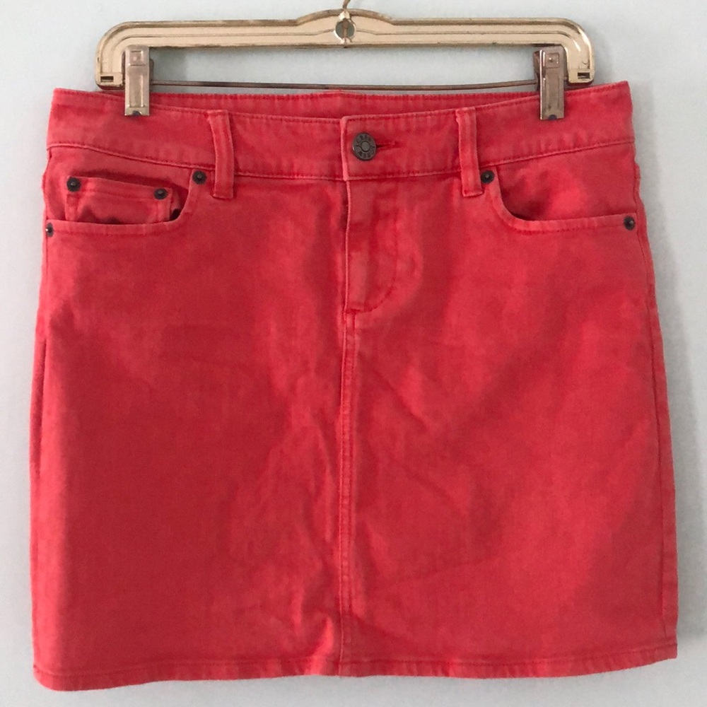 J. Crew Stretchy Coral Denim Skirt - 6